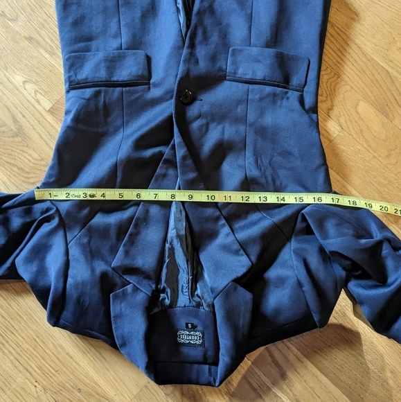 Countess Small Navy Fitted 3/4 Cinch Sleeve One Button Fully Lined Blazer Jacket - Picture 7 of 9